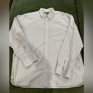 Banana Republic Organic Cotton Standard Fit Tan and White  Button Down .. sz XL